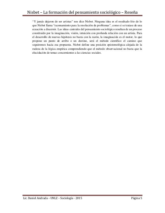 la formacion del pensamiento sociologico nisbet